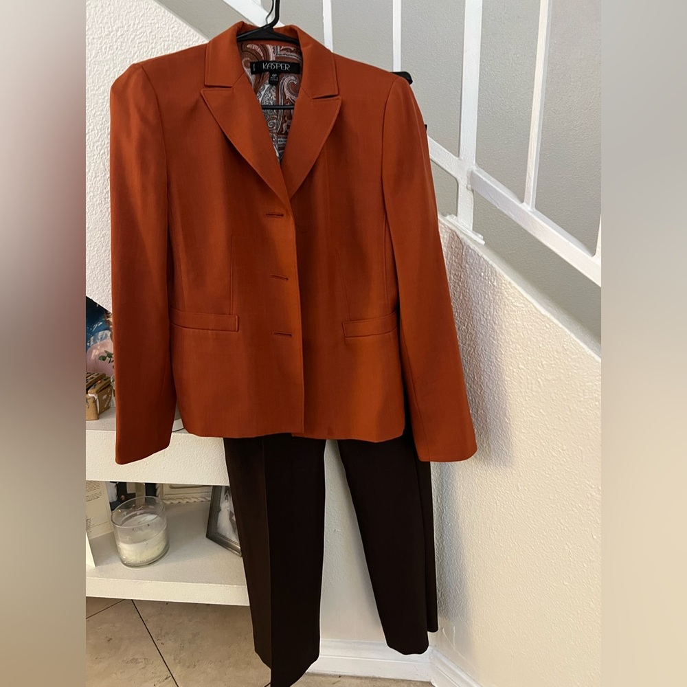 Kasper Orange Blazer Structured Wool Blend - image 1